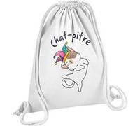 Fabulous Sac de Gym en Coton Blanc Chat pitre 12 Litres Blanc G