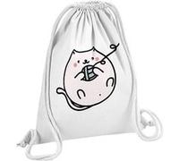 Fabulous Sac de Gym en Coton Blanc Chat Pusheen Pelotte de Laine Dessin Kawai 12 Litres Blanc G