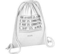 Fabulous Sac de Gym en Coton Blanc Citations Célèbres Coluche Pour Critiquer les Gens il Faut les Connaître 12 Litres Blanc G