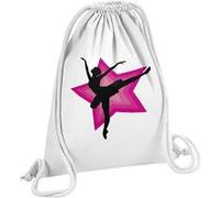 Fabulous Sac de Gym en Coton Blanc Danseuse Étoile Arabesque sur Étoile Rose 12 Litres Blanc G