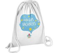 Fabulous Sac de Gym en Coton Blanc Enfin Les Vacances 12 Litres Blanc G