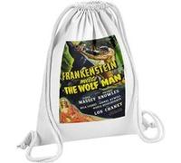 Fabulous Sac de Gym en Coton Blanc Frankenstein Meets the Wolf Man Cinéma Vintage 12 Litres Blanc G