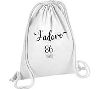 Fabulous Sac de Gym en Coton Blanc J'Adore 86 Vienne Departement Poitiers 12 Litres Blanc G