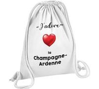 Fabulous Sac de Gym en Coton Blanc J'adore La Champagne Ardenne Region Chalons 12 Litres Blanc G