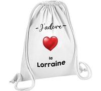 Fabulous Sac de Gym en Coton Blanc J'adore La Lorraine Region Metz 12 Litres Blanc G