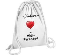 Fabulous Sac de Gym en Coton Blanc J'adore Le Midi Pyrenees Region Toulouse 12 Litres Blanc G