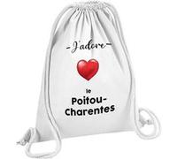 Fabulous Sac de Gym en Coton Blanc J'adore Le Poitou Charentes Region Poitiers 12 Litres Blanc G