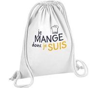 Fabulous Sac de Gym en Coton Blanc Je Mange donc je Suis 12 Litres Blanc G