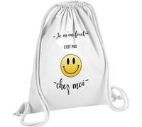 Fabulous Sac de Gym en Coton Blanc Je M'en Fout C'Est Pas Chez Moi Emoji 12 Litres Blanc G