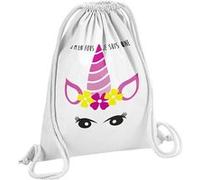 Fabulous Sac de Gym en Coton Blanc J'M'En Fous Je Suis Une Licorne Dessin 12 Litres Blanc G