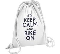 Fabulous Sac de Gym en Coton Blanc Keep Calm and Bike On 12 Litres Blanc G