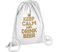 Fabulous Sac de Gym en Coton Blanc Keep Calm and Drink Beer 12 Litres Blanc G