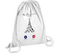 Fabulous Sac de Gym en Coton Blanc La France M'Appelle Tour Eiffel 12 Litres Blanc G