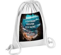 Fabulous Sac de Gym en Coton Blanc La Plus Grande Révélation Est Le Silence Lao Tseu 12 Litres Blanc G