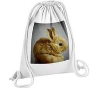 Fabulous Sac de Gym en Coton Blanc Lapin Nain Trop Mignon Poilu Beige 12 Litres Blanc G