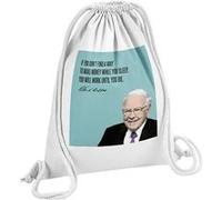 Fabulous Sac de Gym en Coton Blanc Make Money Citation Anglais Warren Buffet 12 Litres Blanc G