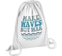 Fabulous Sac de Gym en Coton Blanc Make Waves Not War 12 Litres Blanc G