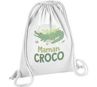 Fabulous Sac de Gym en Coton Blanc Maman Croco Crocodile 12 Litres Blanc G