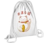 Fabulous Sac de Gym en Coton Blanc Maneki Neko Chat 12 Litres Blanc G