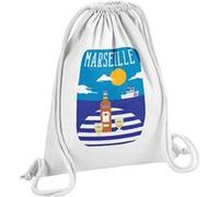 Fabulous Sac de Gym en Coton Blanc Marseille Pastis Port 12 Litres Blanc G