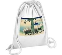 Fabulous Sac de Gym en Coton Blanc Mishima Estampe Pass In Kai Province Mont Fuji 12 Litres Blanc G