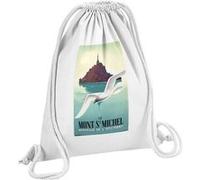 Fabulous Sac de Gym en Coton Blanc Mont Saint Michel France Affiche Vintage 12 Litres Blanc G