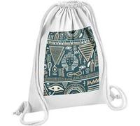 Fabulous Sac de Gym en Coton Blanc Motif Hieroglyphes Egyptiens Sombre 12 Litres Blanc G