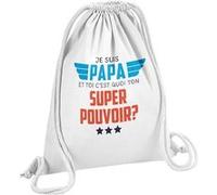 Fabulous Sac de Gym en Coton Blanc Papa Super Pouvoir 12 Litres Blanc G