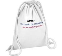 Fabulous Sac de Gym en Coton Blanc Pas Besoin de Cheveux avec une Moustache Pareille 12 Litres Blanc G