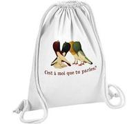 Fabulous Sac de Gym en Coton Blanc Pigeons - C'est à moi que tu parles ? 12 Litres Blanc G