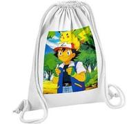 Fabulous Sac de Gym en Coton Blanc Pikachu Sur Son Ami Sasha Pokemon 12 Litres Blanc G