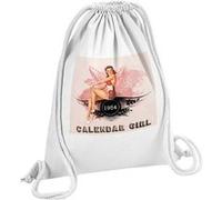 Fabulous Sac de Gym en Coton Blanc Pin Up 1954 Calendar Girl 12 Litres Blanc G