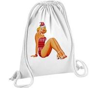 Fabulous Sac de Gym en Coton Blanc Pin Up De Noel Vintage Mere Noel 50's 12 Litres Blanc G