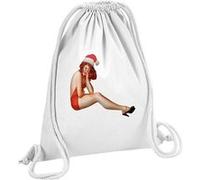 Fabulous Sac de Gym en Coton Blanc Pin Up De Noel Vintage Mere Noel 60's 12 Litres Blanc G