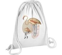 Fabulous Sac de Gym en Coton Blanc Pin up Flamand Rose 12 Litres Blanc G