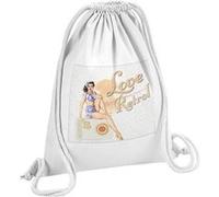 Fabulous Sac de Gym en Coton Blanc Pin Up Love Rétro Original Vintage 12 Litres Blanc G