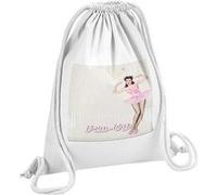 Fabulous Sac de Gym en Coton Blanc Pin Up Rose Rétro Original Vintage 12 Litres Blanc G