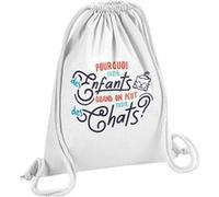 Fabulous Sac de Gym en Coton Blanc Pourquoi avoir des Enfants ? Chats 12 Litres Blanc G