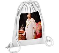 Fabulous Sac de Gym en Coton Blanc Reine Elisabeth II Trone et Couronne 12 Litres Blanc G