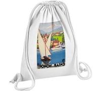 Fabulous Sac de Gym en Coton Blanc Thonon Lac Montagne Affiche Vintage 12 Litres Blanc G
