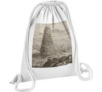 Fabulous Sac de Gym en Coton Blanc Tour De Babel Turris Babel Athanasius Kircher 12 Litres Blanc G