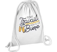 Fabulous Sac de Gym en Coton Blanc Tout Travail mérite sa Bière 12 Litres Blanc G
