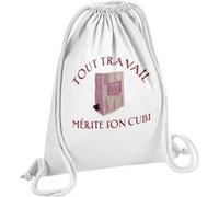 Fabulous Sac de Gym en Coton Blanc Tout Travail Mérite Son Cubi 12 Litres Blanc G