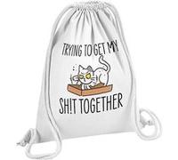 Fabulous Sac de Gym en Coton Blanc Trying to get My Shit Together 12 Litres Blanc G