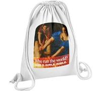 Fabulous Sac de Gym en Coton Blanc Who Run The World Girl 12 Litres Blanc G