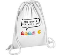 Fabulous Sac de Gym en Coton Blanc You Can't Sit With Us Parodie Pac Man 12 Litres Blanc G