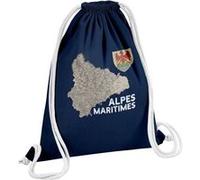 Fabulous Sac de Gym en Coton Bleu Alpes Maritimes carte ancienne 12 Litres Bleu G