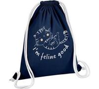 Fabulous Sac de Gym en Coton Bleu I'm Feline Good 12 Litres Bleu G