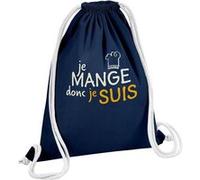 Fabulous Sac de Gym en Coton Bleu Je Mange donc je Suis 12 Litres Bleu G