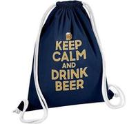 Fabulous Sac de Gym en Coton Bleu Keep Calm and Drink Beer 12 Litres Bleu G